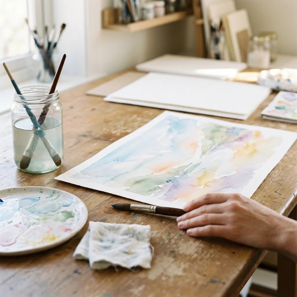 Watercolor Drying on Paper