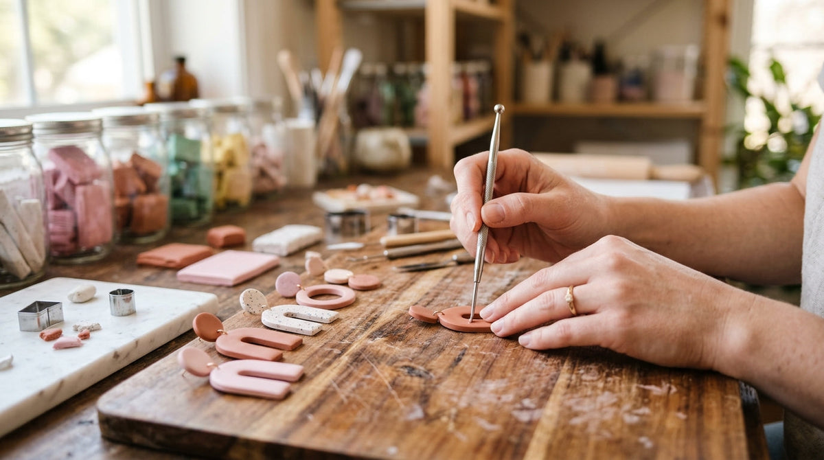 Moderne oorbellen maken van polymeerklei