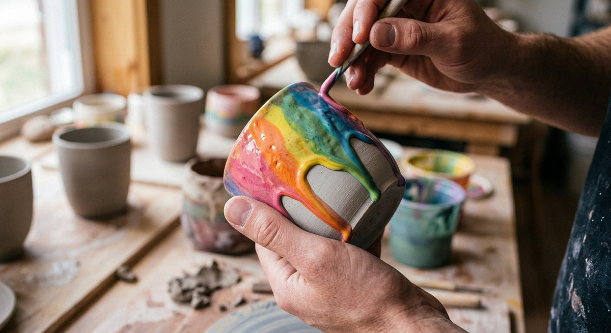 Regenboogglazuren op keramiek: het atelier van Brian Giniewski