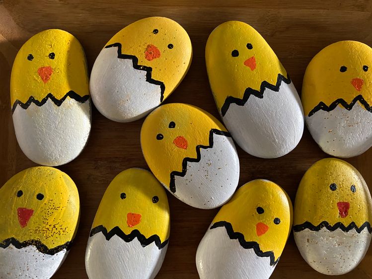 Painting Easter Rocks with Kids