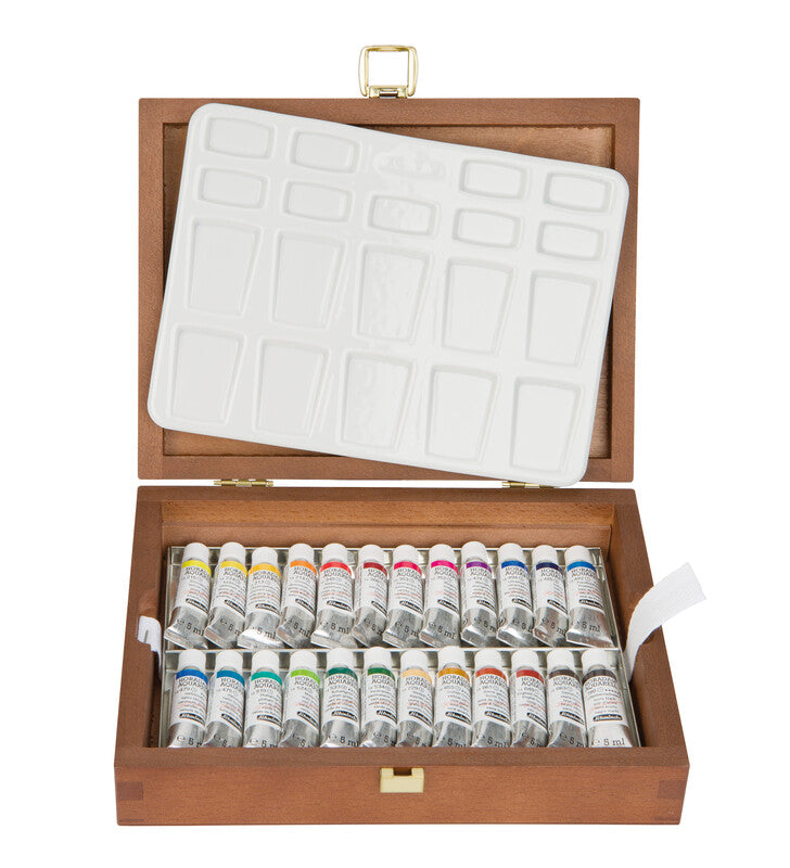 Schmincke Horadam aquarelverf set 24 × 5 ml in houten kist