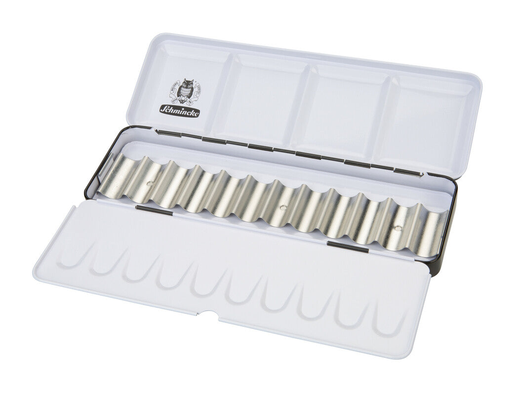 Lege metalen doos Schmincke voor 12 tubes van 5 ml