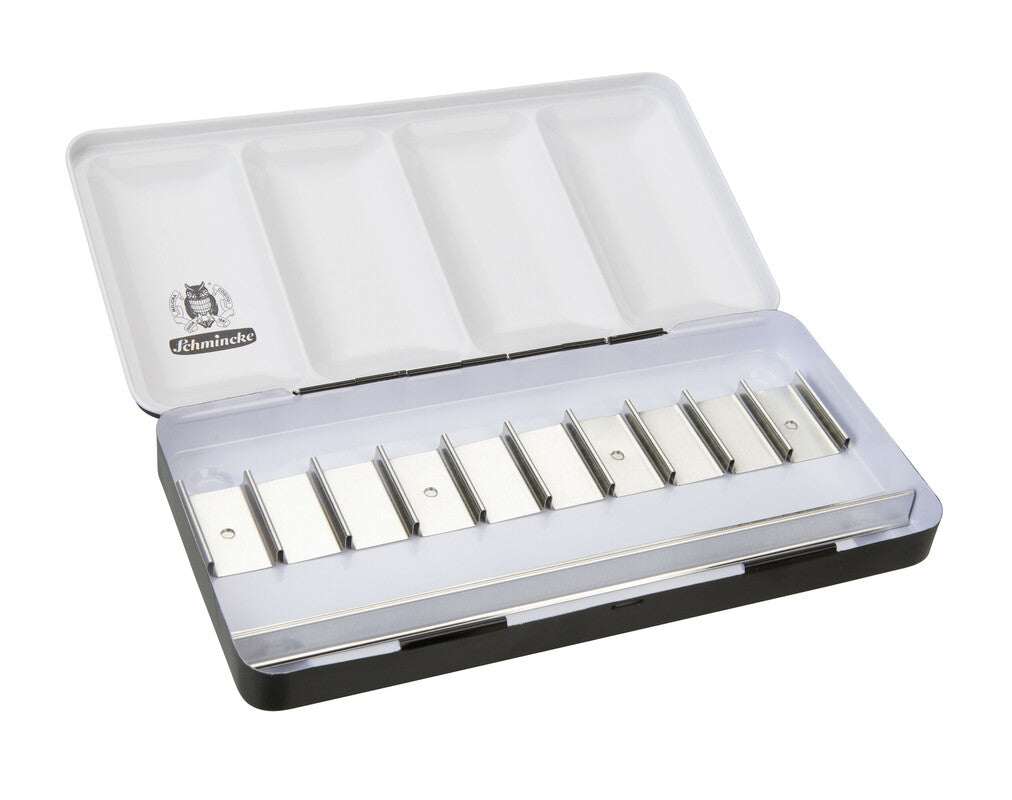 Lege metalen doos Schmincke voor 10 tubes van 15 ml