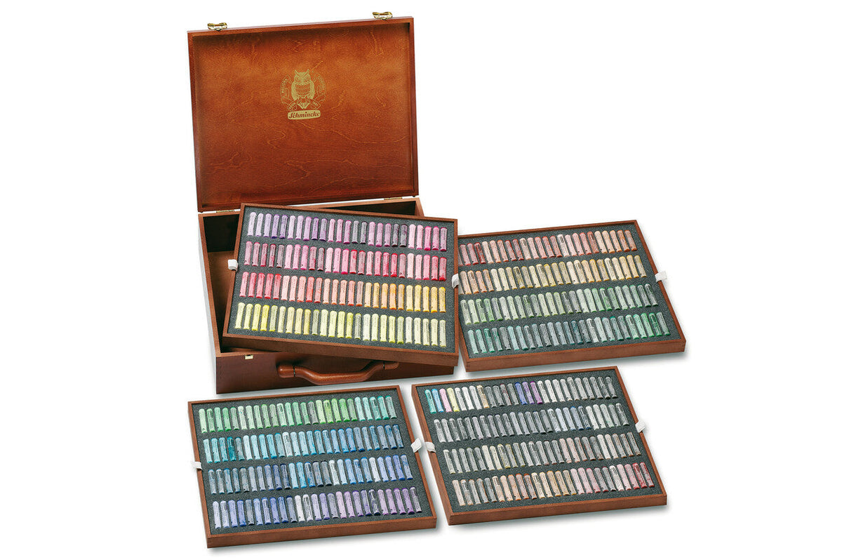 Schmincke pastelkrijt in houten kist, 400 stuks