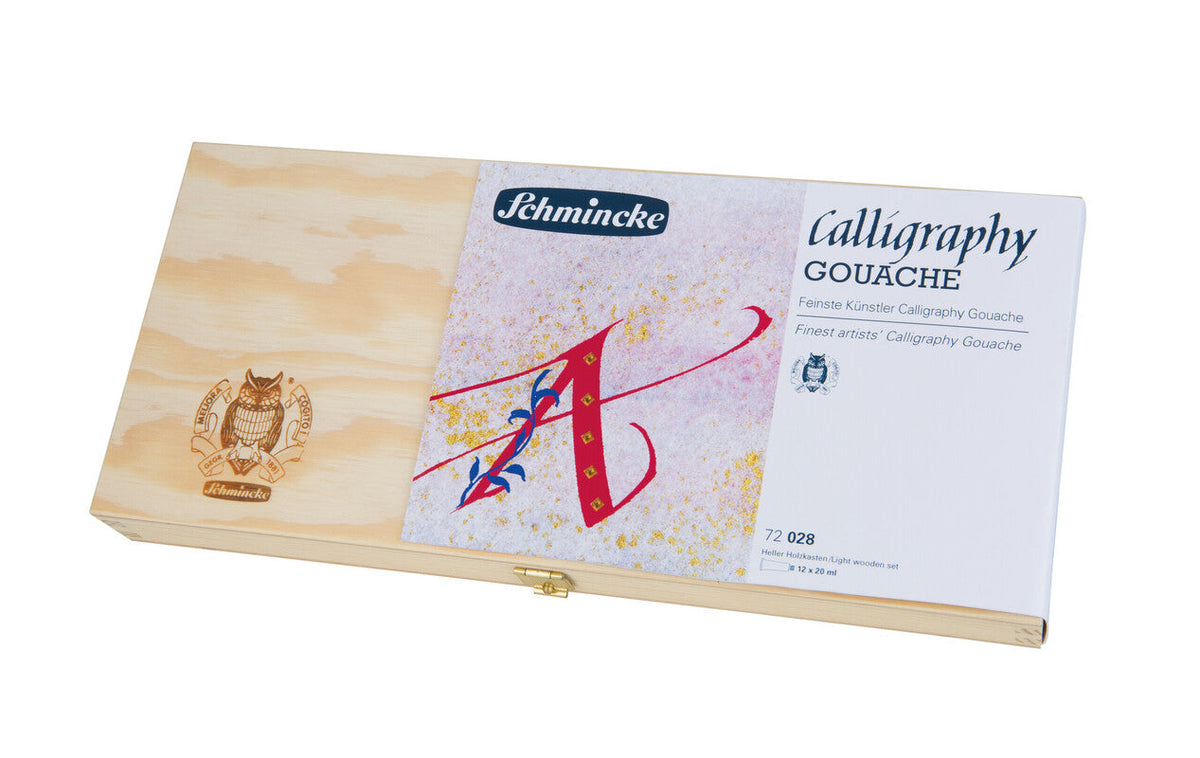 Schmincke Calligraphy Gouache set 12 × 20 ml in houten kist