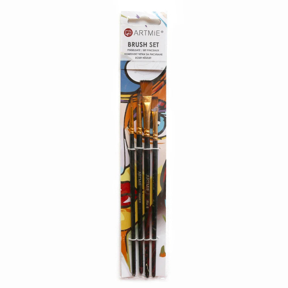 ARTMiE penselenset synthetisch haar, 4-delig, plat en rond – afbeelding 2