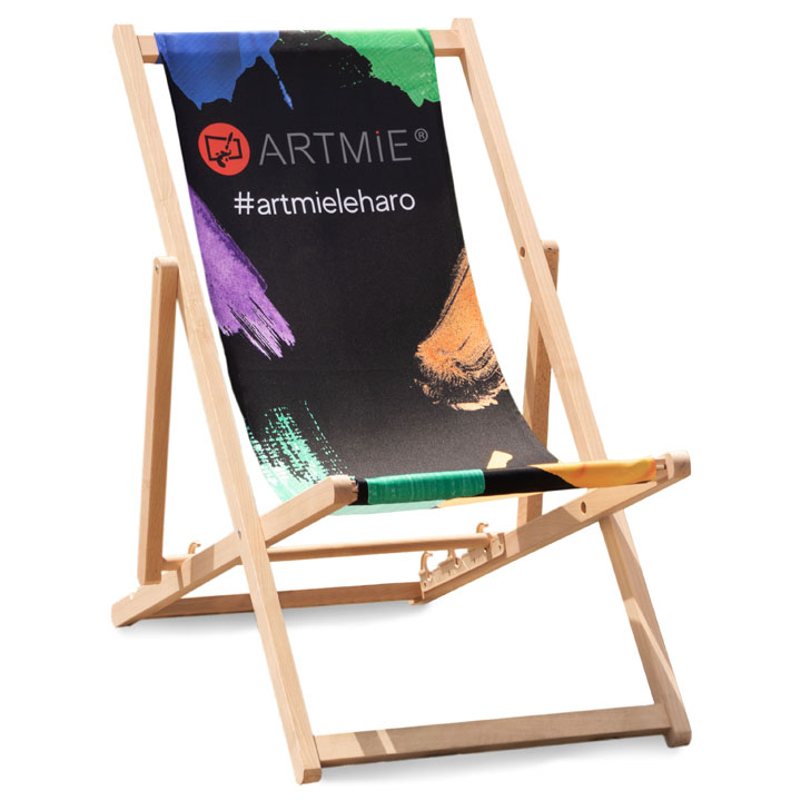 ARTMiE tuinligstoel van beukenhout met stoffen bekleding, 3 standen
