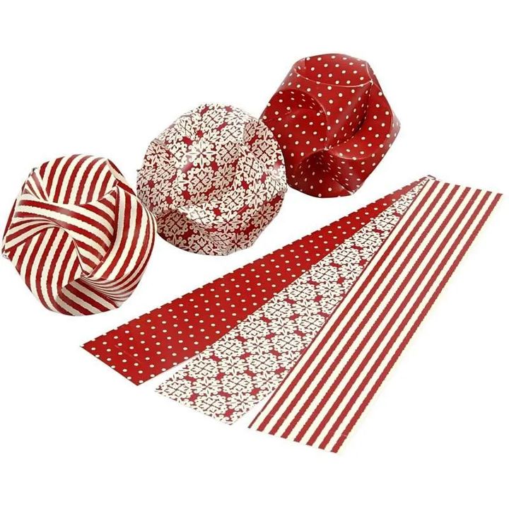 Creativ Company knutselset papieren ornamenten, rood, 27 stroken – afbeelding 2