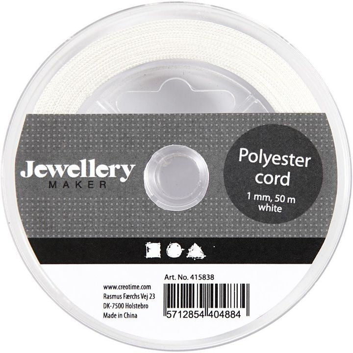 Creativ Company polyesterkoord wit 1 mm, 50 m