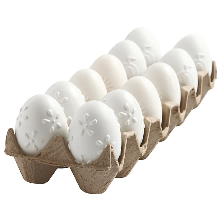 Creativ Company witte kunststof eieren met reliëf, 12 stuks, 6 cm