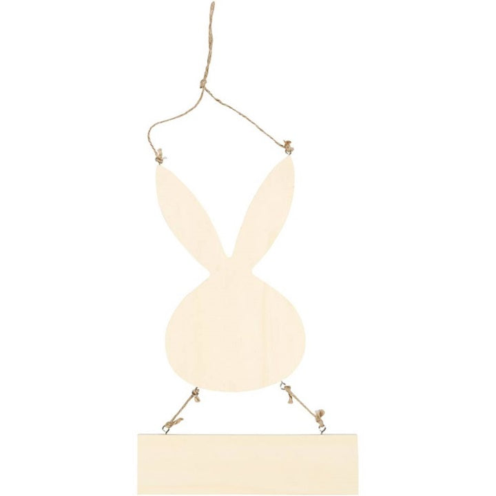 Creativ Company houten haas met tekstbordje, hangdecoratie