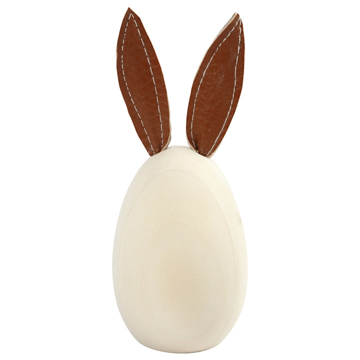 Creativ Company houten ei met oortjes van kunstleer, 14 × 6 × 6 cm