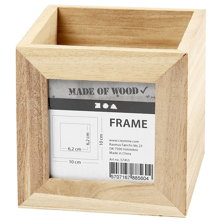 Creativ Company houten potloodhouder met lijstje, 10 × 10 × 10 cm
