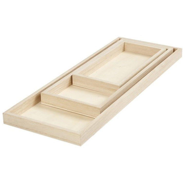 Creativ Company houten dienbladen van paulownia, set van 3