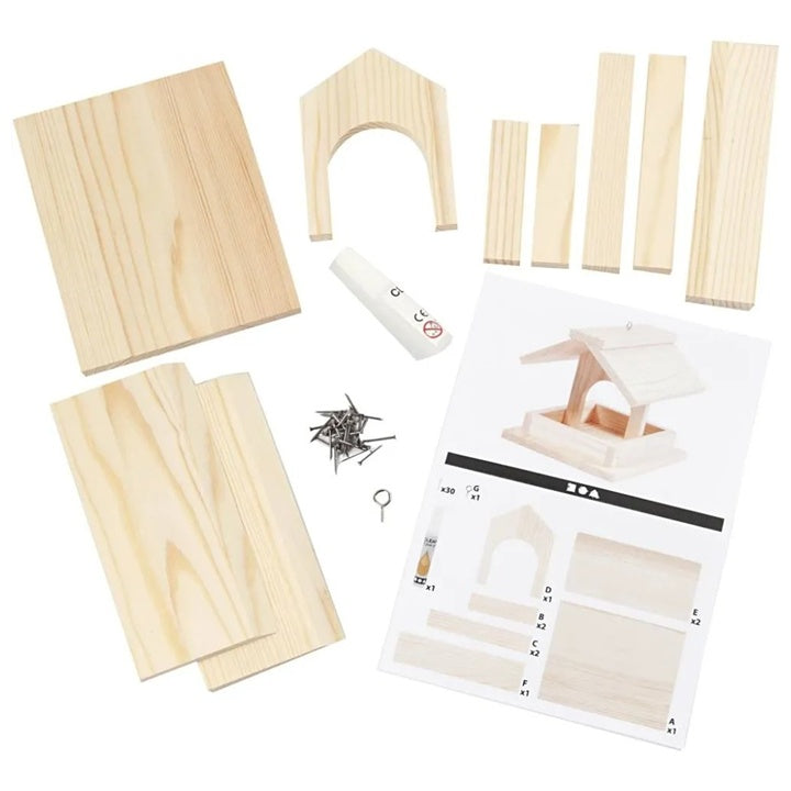 Houten vogelvoederhuisje, knutselset – afbeelding 2