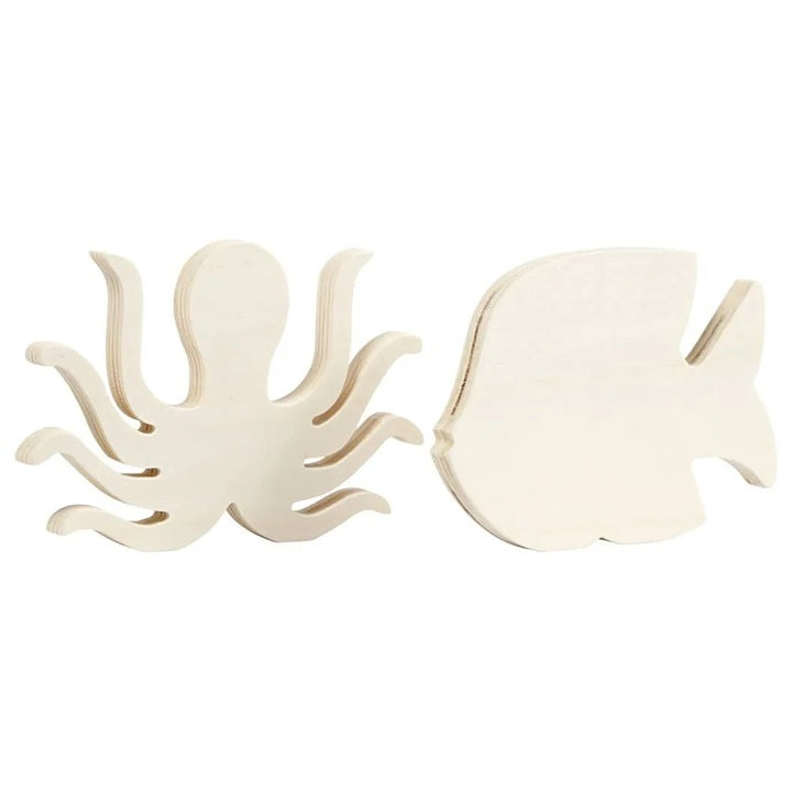 Creativ Company houten figuren octopus en vis, 2 stuks