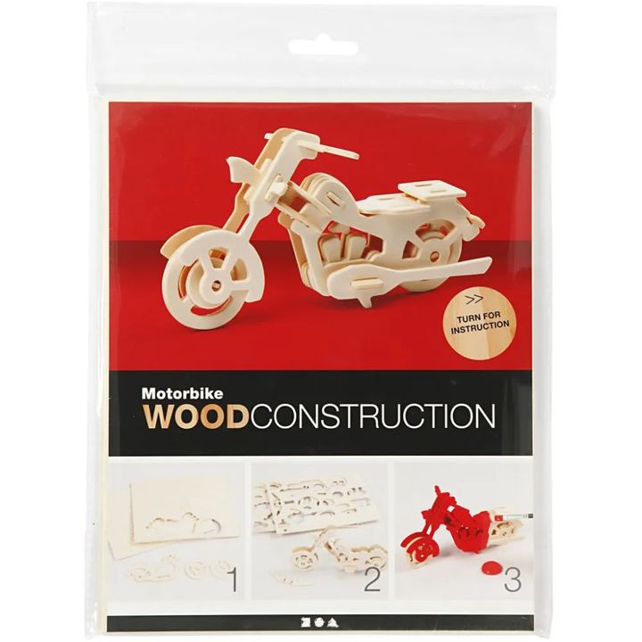Creativ Company 3D houten model motorfiets, 19 × 9 × 9 cm – afbeelding 2