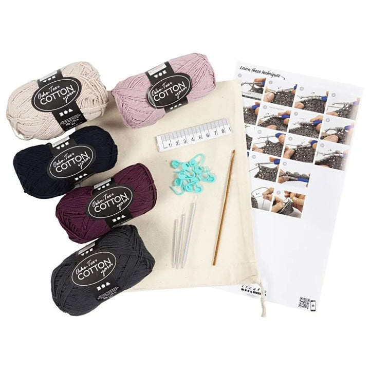 Creativ Company haakset voor beginners met 6 bollen katoengaren – afbeelding 2