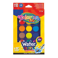 Colorino waterverf in etui, 18 kleuren met 2 penselen