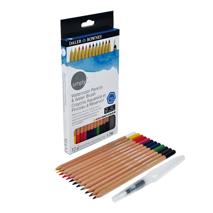 Daler-Rowney Simply aquarelpotloden 12 stuks met waterpenseel – afbeelding 2
