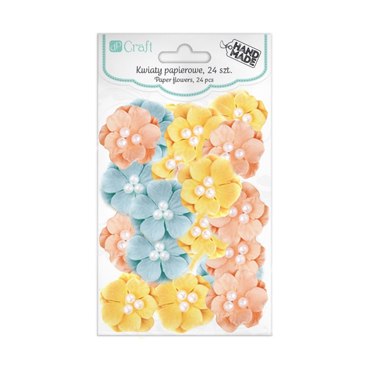 DP Craft 3D papieren bloemen pastel, 25 mm, 24 stuks