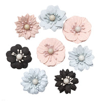 DP Craft 3D papieren bloemen pastel, 35–40 mm, 8 stuks