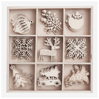 DP Craft houten kerstfiguurtjes in houten doosje, 45 stuks