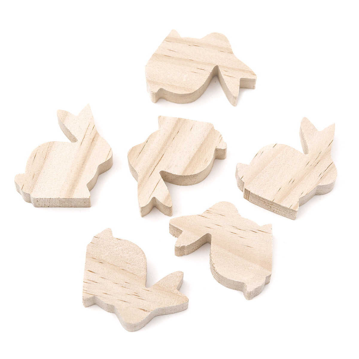 DP Craft houten haasjes 5 × 5,5 × 1,5 cm, 6 stuks