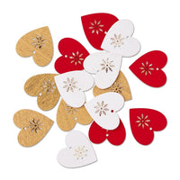 DP Craft zelfklevende houten hartjes – wit, rood, goud, 16 stuks
