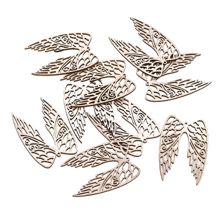 DP Craft houten engelenvleugels 6 × 4 cm, 9 stuks