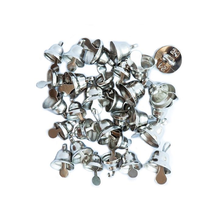 Decoratieve belletjes DP Craft zilver, 30 stuks, 6, 8 en 10 mm