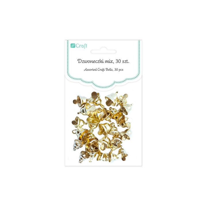 Decoratieve belletjes DP Craft goud, 30 stuks, 6, 8 en 10 mm – afbeelding 2