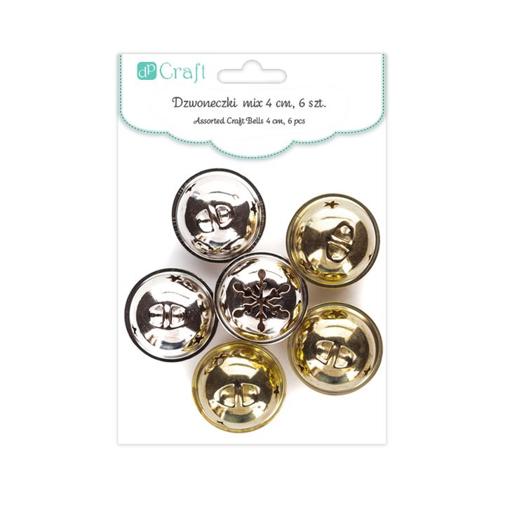 Decoratieve rinkelbellen DP Craft goud en zilver, 6 stuks, Ø 4 cm – afbeelding 2