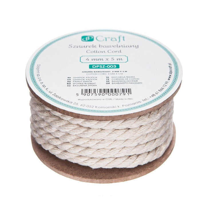 DP Craft katoenen koord 4 mm × 5 m, beige