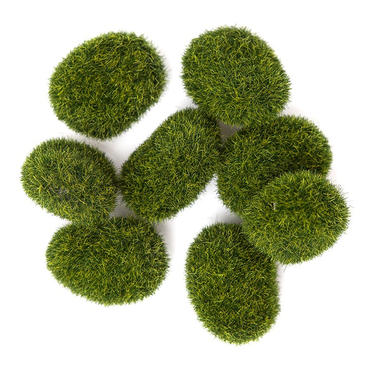 Decoratieve mosstenen DP Craft met piepschuimkern, 8 stuks, 3,5–4,5 cm
