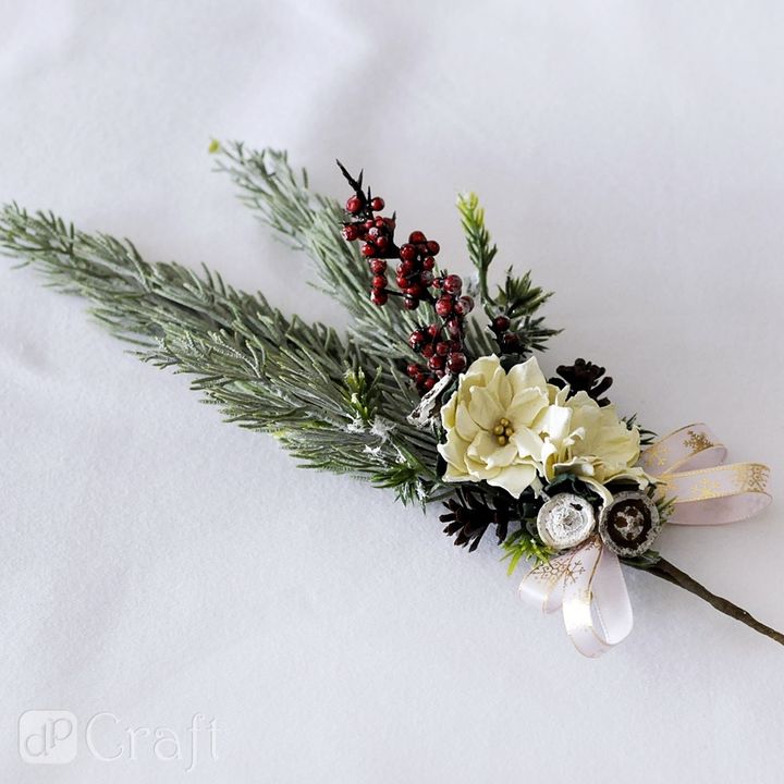 DP Craft 3D decoratietakjes met rode besjes, besneeuwd, 3 stuks – afbeelding 3
