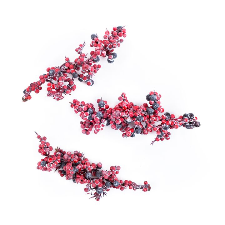 DP Craft 3D decoratietakjes met rode besjes, besneeuwd, 3 stuks