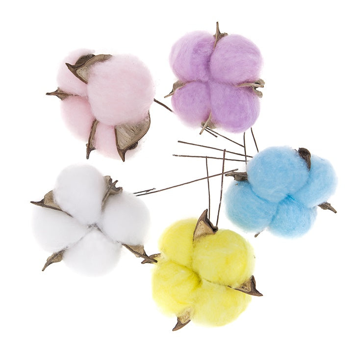 DP Craft katoenbloemen in pastelkleuren, set van 5