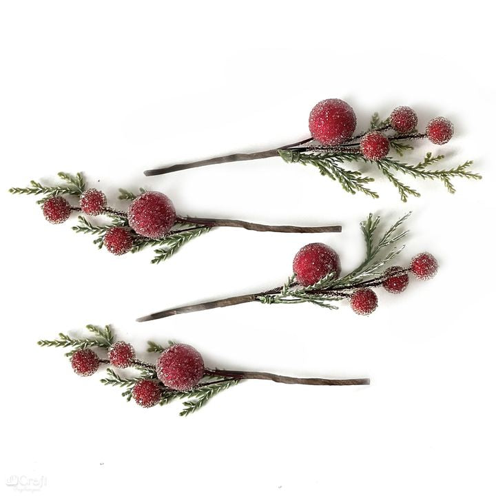 Decoratietakjes met rode bessen DP Craft, 4 stuks – ca. 13 cm