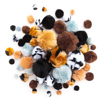 DP Craft acryl pompons met dierenprint, 56 stuks
