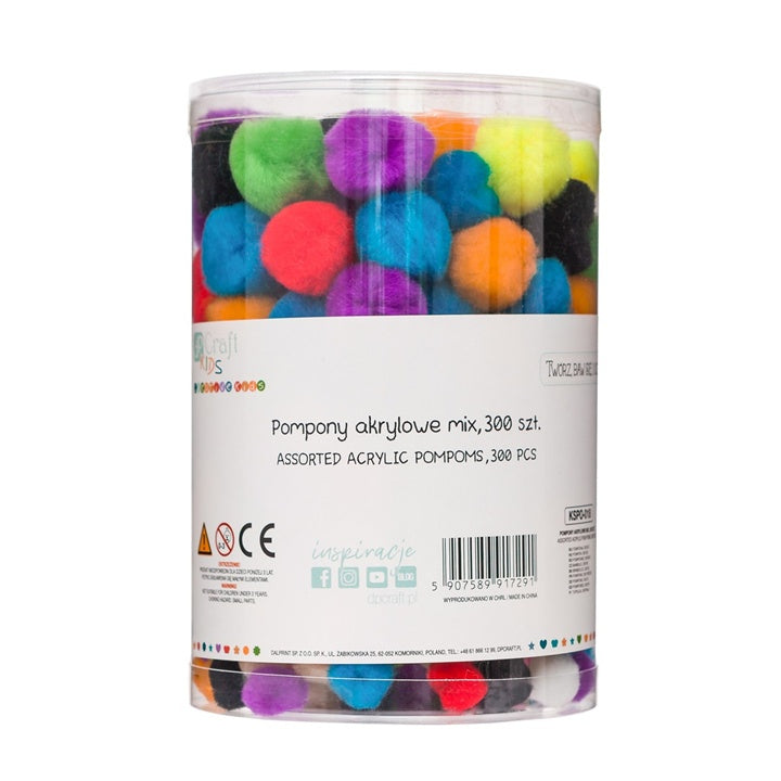 Acryl pompons DP Craft, 300 stuks in 3 formaten – afbeelding 2