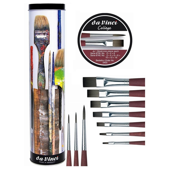 Penselenset da Vinci College in metalen blik, 10 stuks