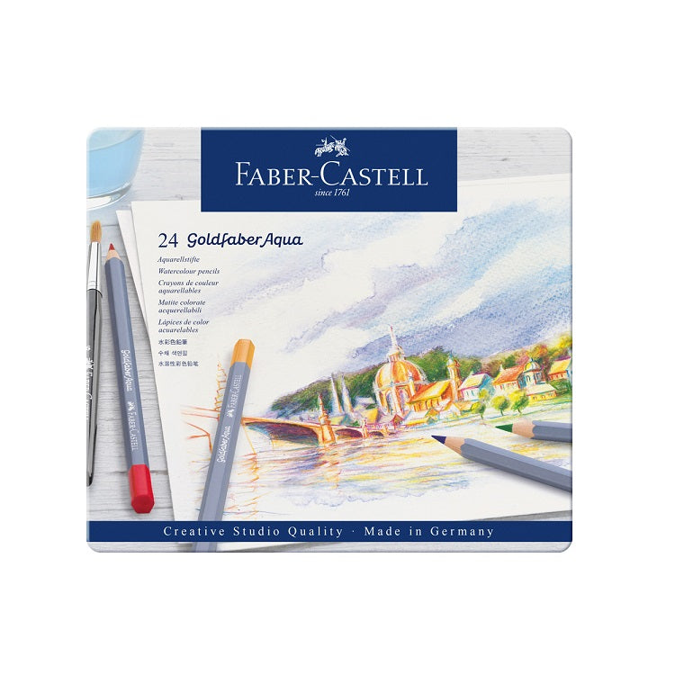 Faber-Castell Goldfaber Aqua aquarelpotloden, 24 kleuren in blik