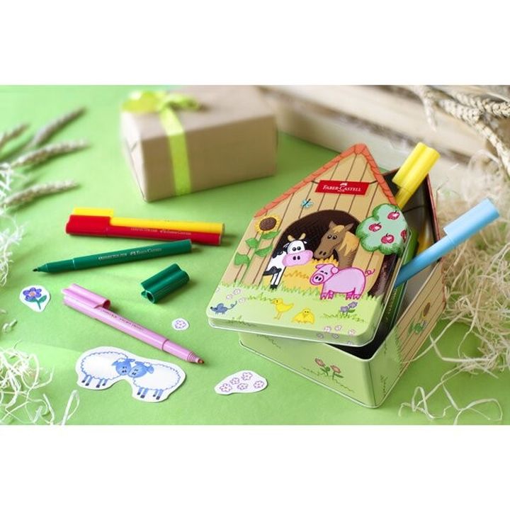 Faber-Castell Connector viltstiften in blik Boerderij, 18 stuks – afbeelding 3