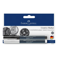 Faber-Castell creatieve marker wit en zwart, vezelpunt 1,5 mm