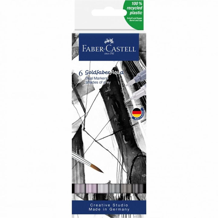 Goldfaber Aqua Dual aquarelmarkers set Shades of grey, 6 stuks