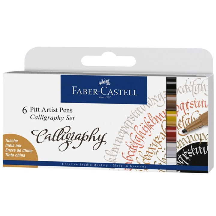 Faber-Castell PITT kalligrafiepennen 2,5 mm, set van 4 (roze/groen)