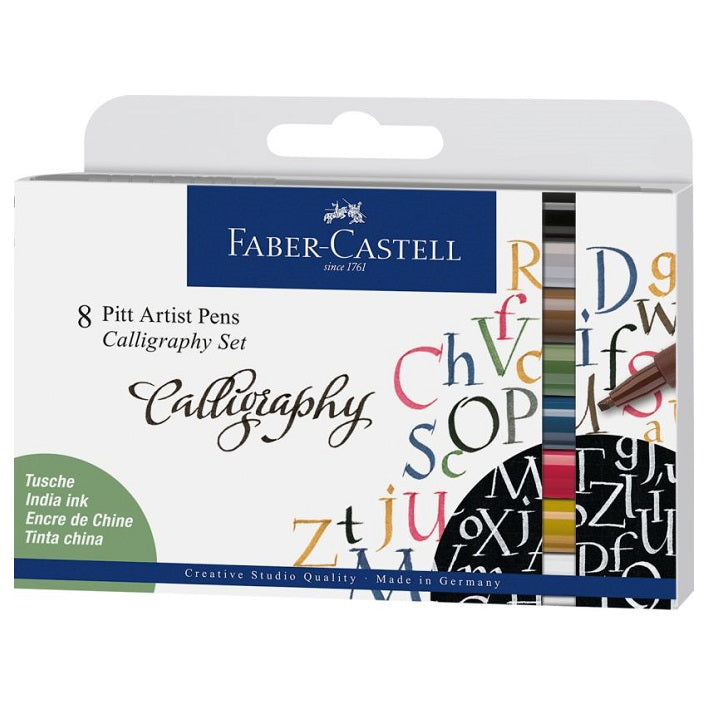 Faber-Castell PITT kalligrafiepennen, set van 8 kleuren