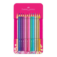 Faber-Castell Sparkle kleurpotloden in roze blik, 12 stuks