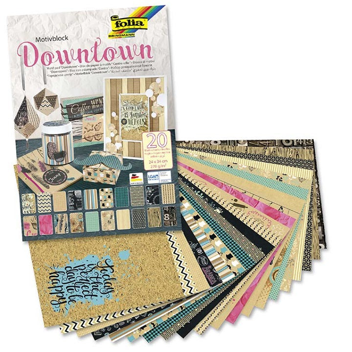 Folia knutselpapier Downtown 24 × 34 cm, 20 vellen